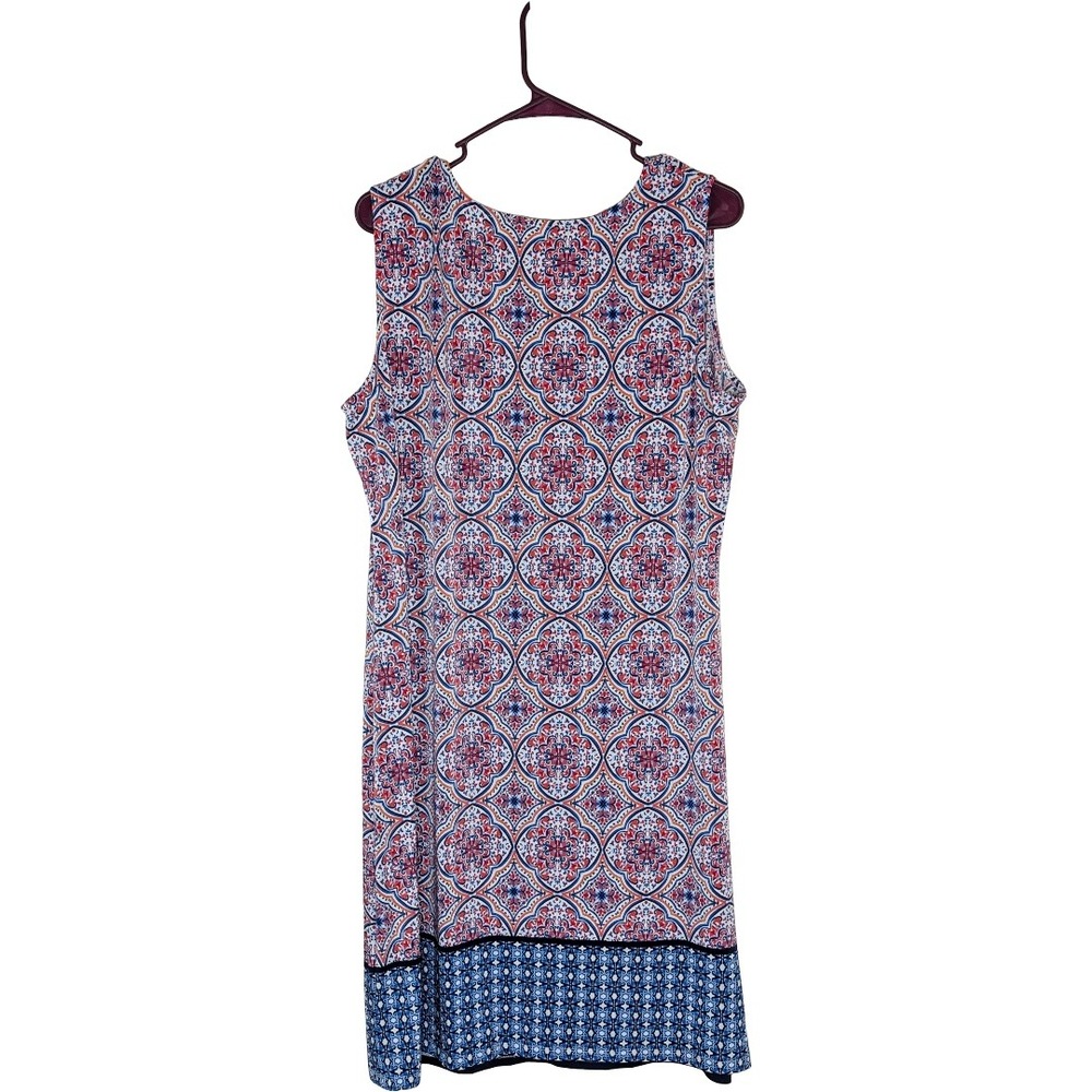 Tacera Womens 1X Medallion Print Sleeveless‎ Knee Length Dress Red Blue 8870KX
